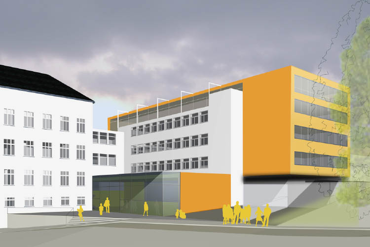 Die Schule in Klosterneuburg bekommt einen neuen Eingangsbereich
